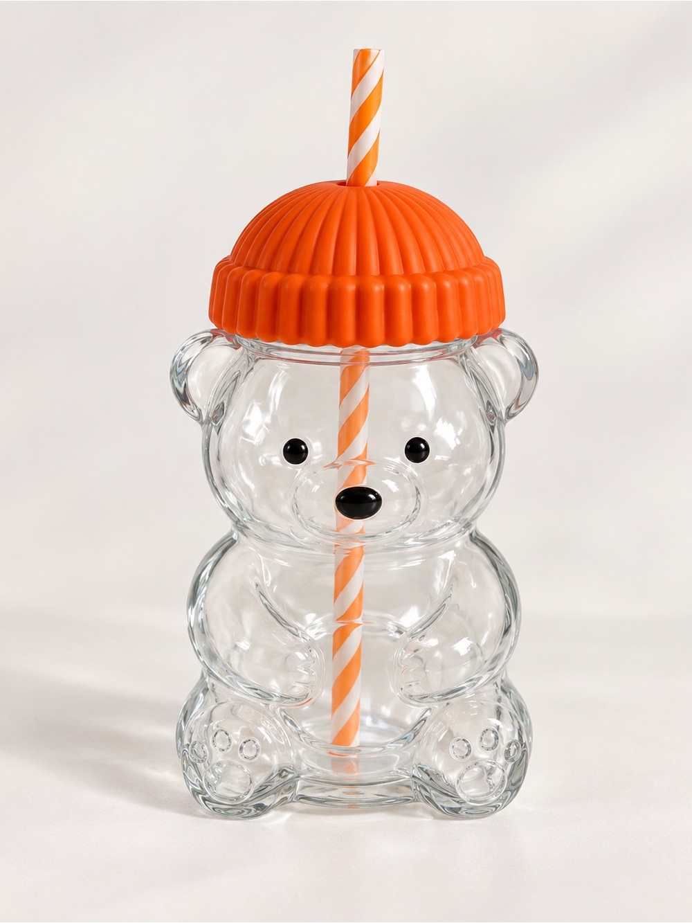 Glass Bearista Bear Cold Cup Coffee Mug Drinkware Limited with Straw